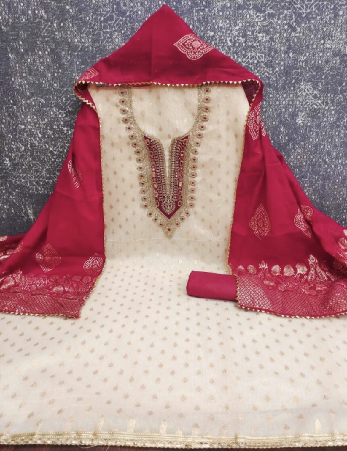 Unstitched Pure Silk Salwar Suit Material